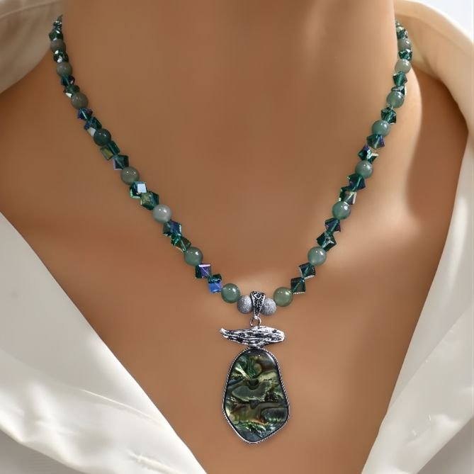 Green Aventurine beads  with resin beads